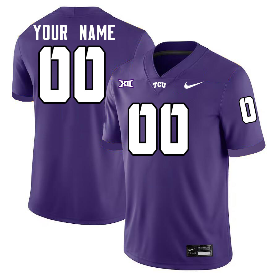 Custom TCU Horned Frogs Name And Number Football Jersey-Purple